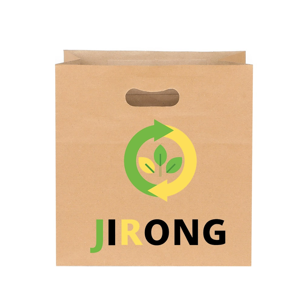 Food Packaging Brown Kraft Takeaway Paper Bag with Die Cut Handles