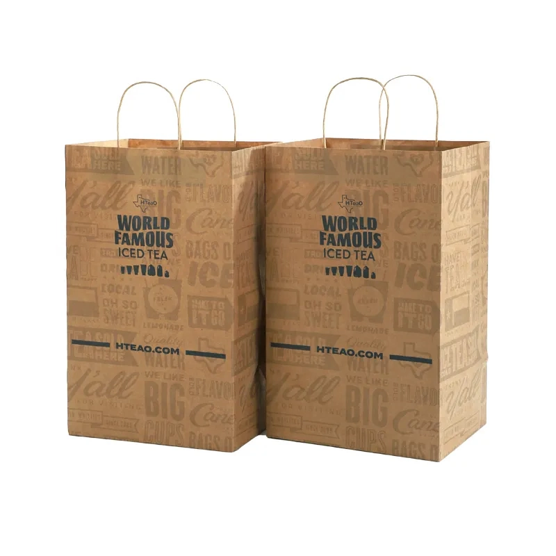 Biodegradable Kraft Paper Bag with Handles for Packaging Cake Bakery Wedding Birthday