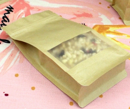 Open Window Gift Bag Eight-Side Kraft Paper Bag Tea Bag Food Sealed Bag Sealed Moisture-proof Bag