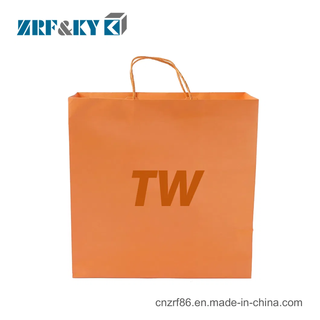 Custom Orange Color Logo Printed Die Cut Jv Paper Twisted Handle Bags