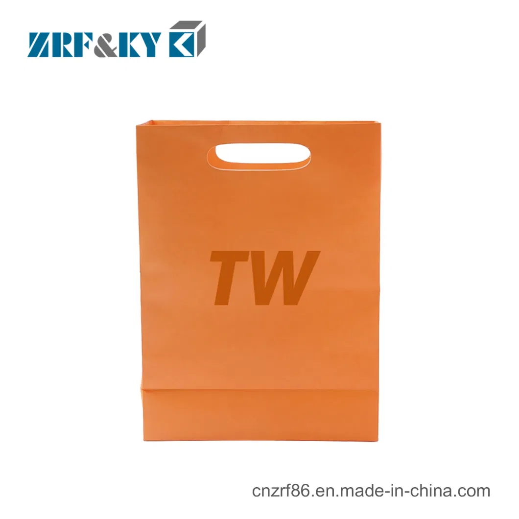 Custom Orange Color Logo Printed Die Cut Jv Paper Twisted Handle Bags