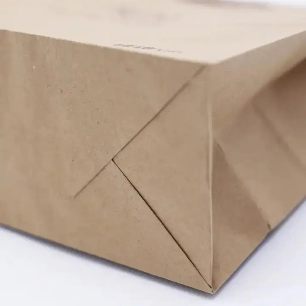 China Factory Food Takeaway Packaging Brown Kraft Paper Bag with Die-Cut Handle