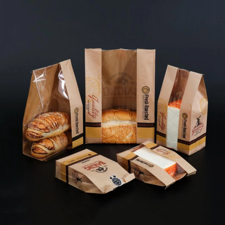 High Quality Plastic Packaging Bread Paper Bag for Bakery Toast Box Bags