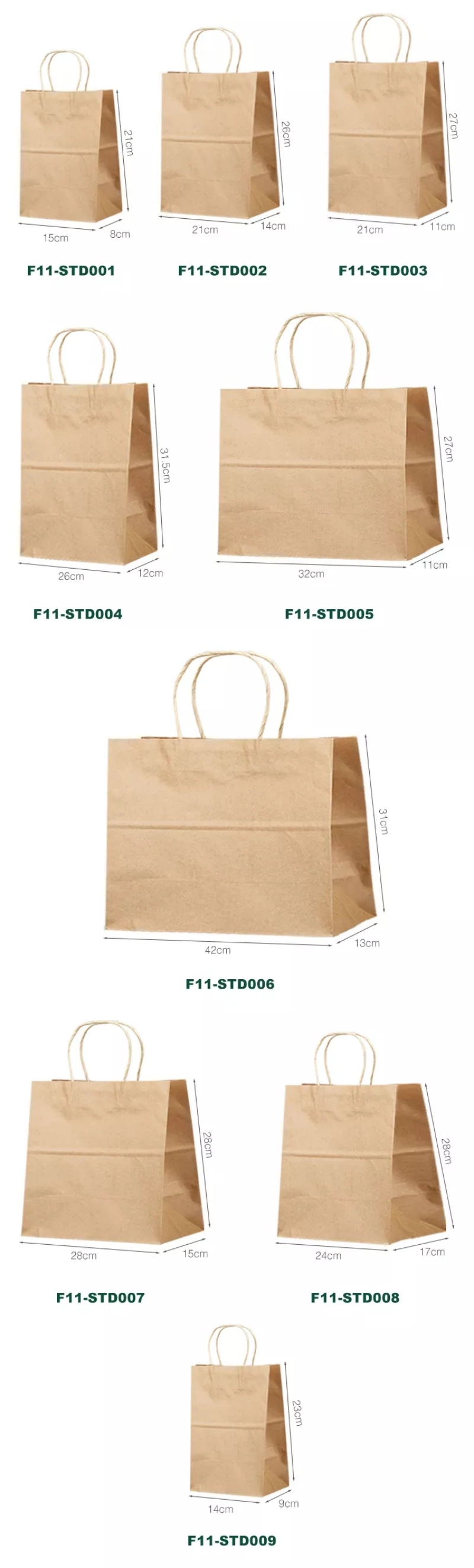 Custom Design Your Own Logo Flat Handle Restaurant Delivery Take out Packaging Carry Brown Kraft Takeaway Food Paper Bag