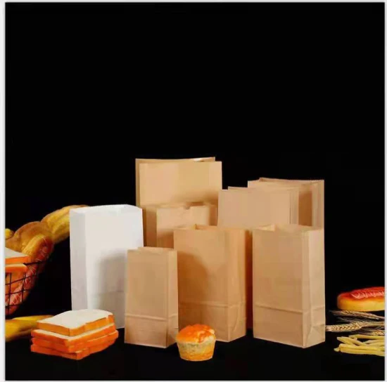 Bolsa de papel reciclable impresa modificada para requisitos particulares de Kraft de la categoría alimenticia del café de la panadería del pan de las compras