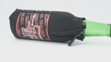 Funda de neopreno personalizada promocional para enfriador de latas con cremallera