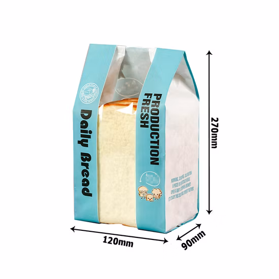 Bolsa de papel para pan, embalaje de alimentos Kraft, bolsa de panadería con ventana frontal