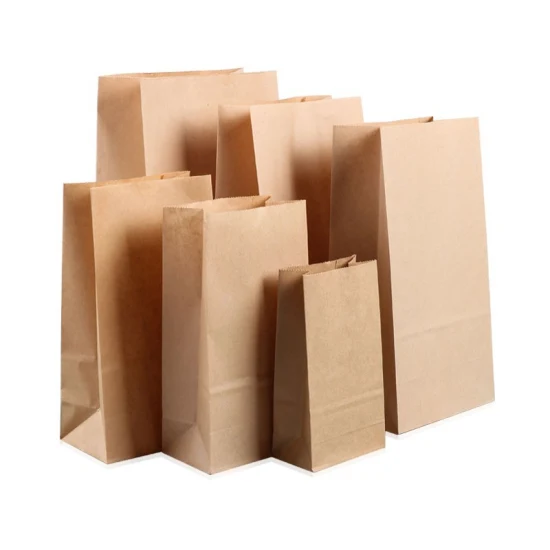Pequeños bolsos de ultramarinos de fondo cuadrado a prueba de grasa de papel grueso plano de la categoría alimenticia de Brown Kraft para la comida