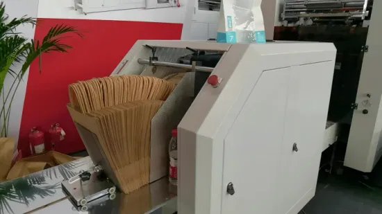 Máquina para fabricar bolsas de papel de fondo cuadrado, tamaño mediano, multifuncional, respetuosa con el medio ambiente, con asas troqueladas Lsb